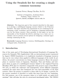 Using the Swadesh list for creating a simple common taxonomy by Laurent Prévot, Huang Chu-Ren, Su I-Li