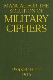 Manual for the Solution of Military Ciphers by Parker Hitt