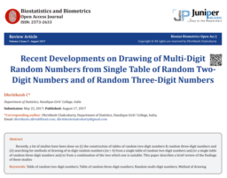 Recent Developments on Drawing of Multi-Digit Random Numbers from Single Table of Random Two-Digit Numbers and of Random Three-Digit Numbers by Dhritikesh Chakrabarty
