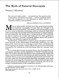 The Myth of Natural Monopoly  by Thomas J. DiLorenzo